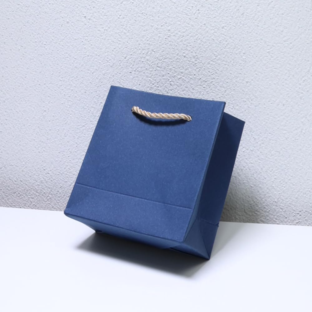 Hdwnand Dark Blue Gift Bags with Handles, 6PCS Kraft Paper Bag for Present, Small Paper Party Bags for Wedding, Baby Shower, Christmas, Valentine's Day (12.5 * 6 * 13cm)