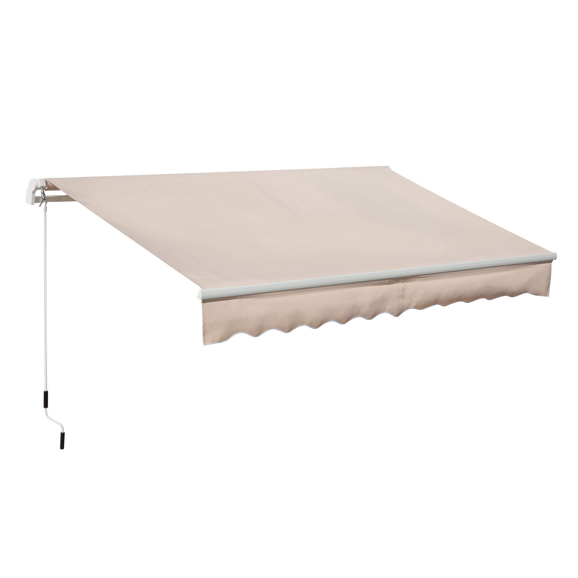 Outsunny Toldo Manual Retráctil 295x200 cm Toldo para Balcón con Manivela de Metal Impermeable y Anti-UV Toldo Enrollable de Exterior para Jardín Terraza Ventanas Beige