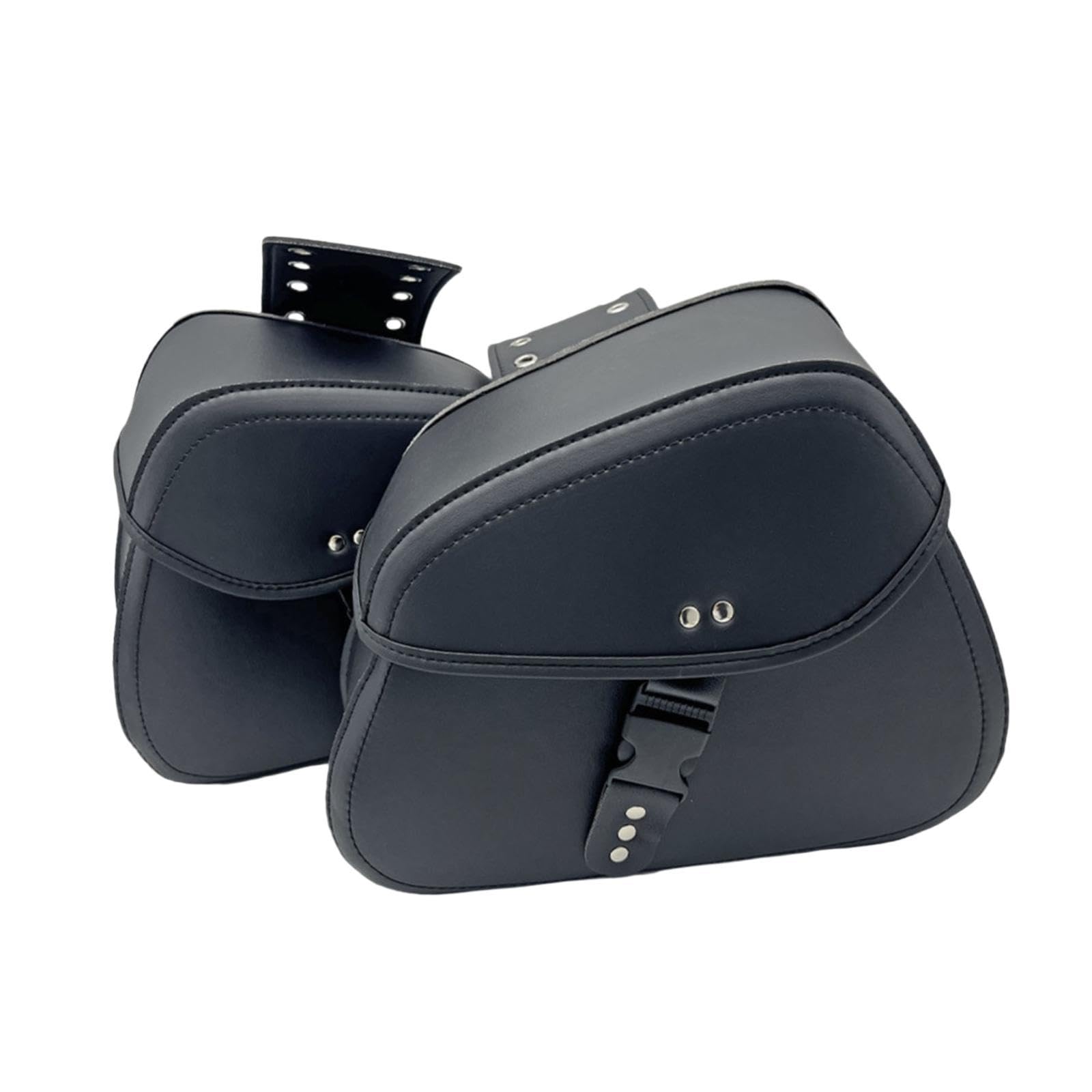 2x Generic Motorcycle Saddlebag Waterproof PU Leather Black Storage Tool Bag-image-6