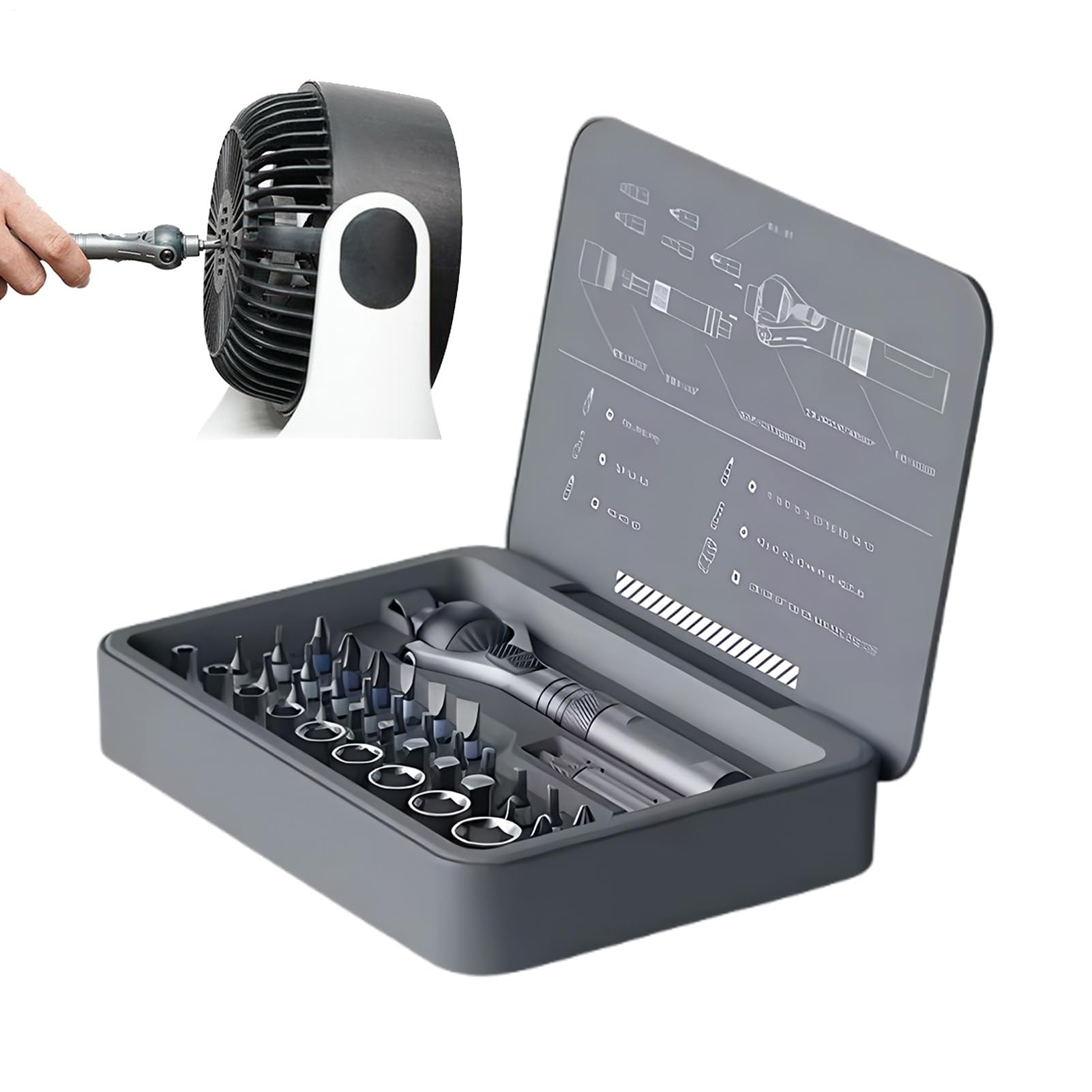 Set Cacciaviti A Cricchetto Di Precisione Ergonomico Multifunzione | Kit Di Punte Per Cacciavite Domestico Per Riparazioni Domestiche Meccanica Elettricista Edilizia Falegnameria Idrauli