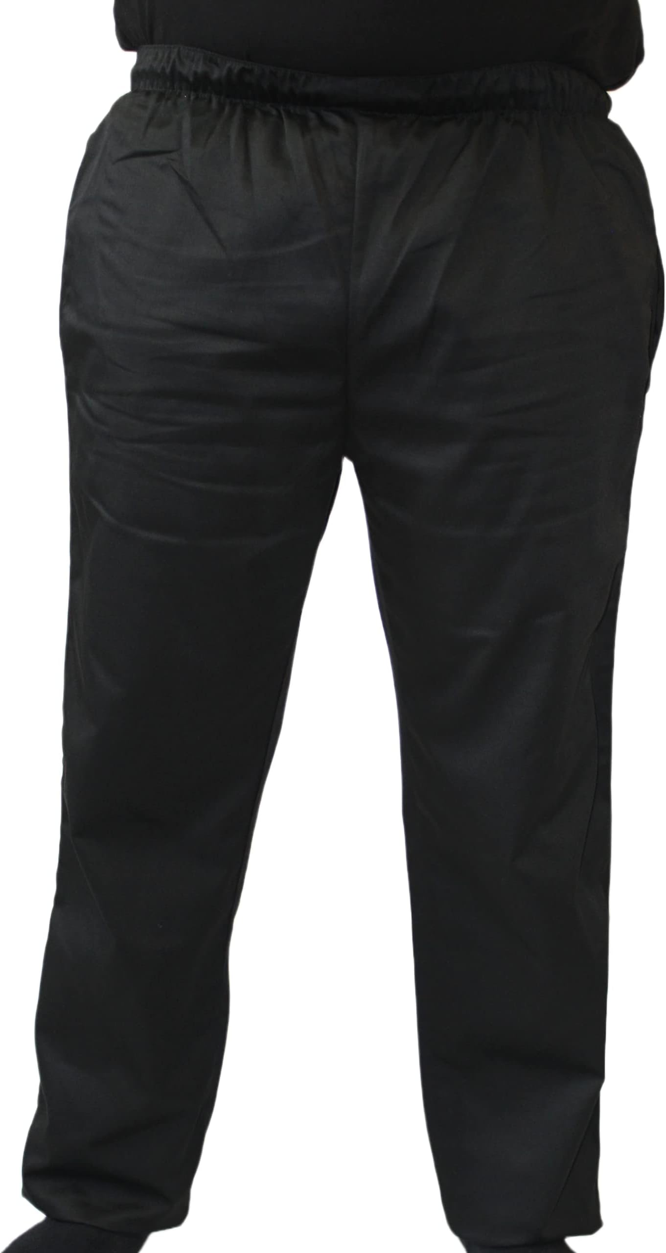 WSC Workwear Chefs Trousers w/Full Elasticated Waist w/Pullcord & Side Pockets (Unisex). Made in UK* (2XLarge, Black)