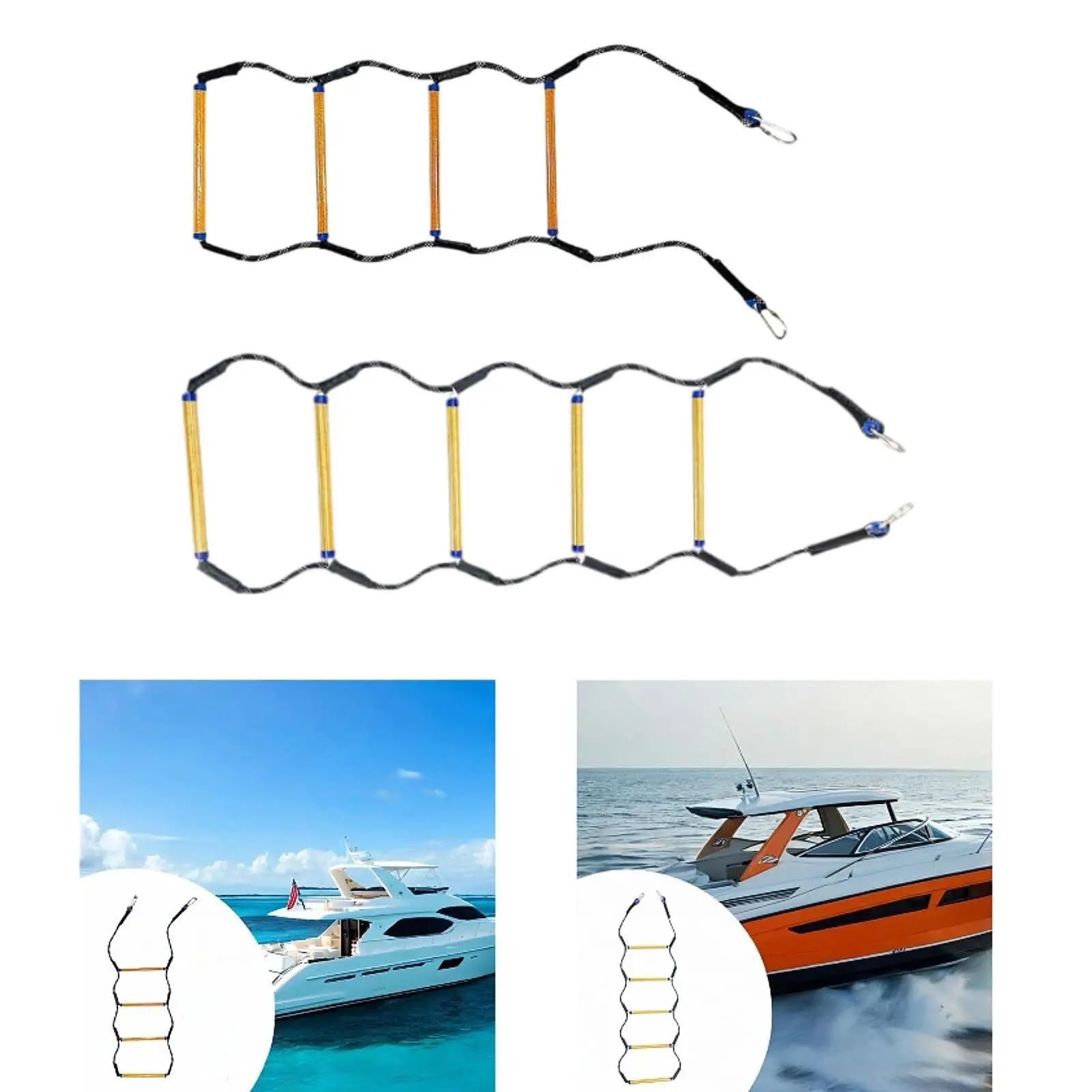 Boat Rope Ladder 1 pz Scala di Corda for Barca Arrampicata Portatile Canoa Barca da Pesca a Vela