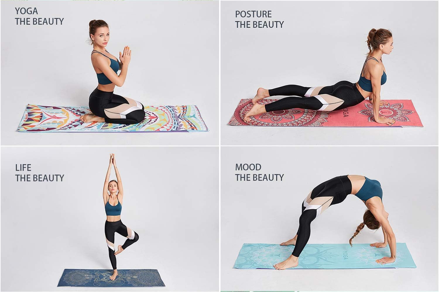 Yoga-Handtuch, Rutschfestes Yoga-Handtuch, Mattenhandtuch Mit Smart Corner Tragetasche D Elastische Schlaufe, Mikrofaser-schweißabsorptions- Und Schnell Trocknendes Mattenhandtuch Rutschf, D