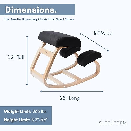 Miniatura 3 de Sleekform Silla de rodillas Austin - Taburete ergonómico de escritorio para computadora para oficina en casa para sentarse activamente