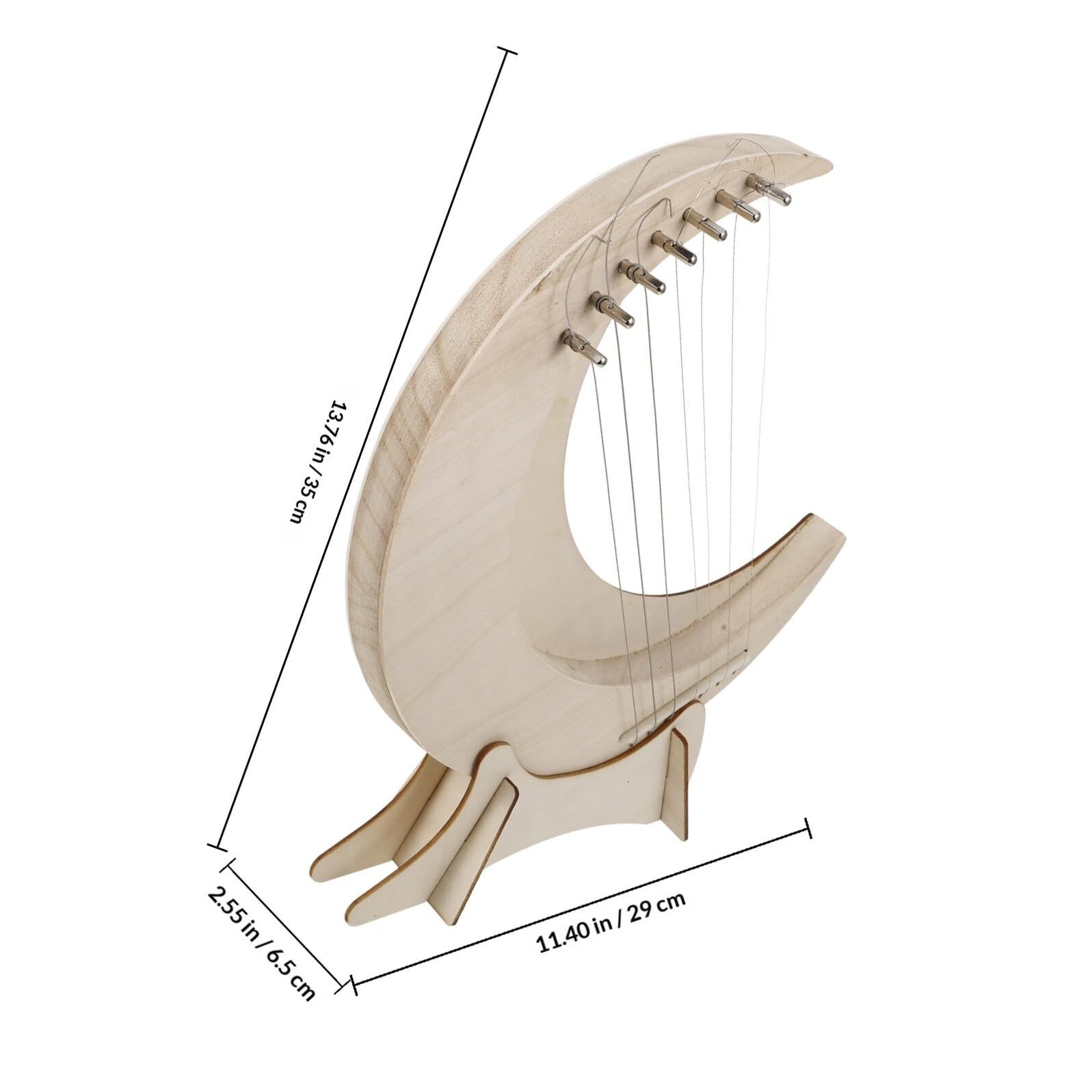 VOSAREA Arpa de Lira de Madera 7 Cuerdas, Diseño en Forma de Luna, Sonido Completo y Tono Cálido para Principiantes y Amantes Música, Portátil y Creativa