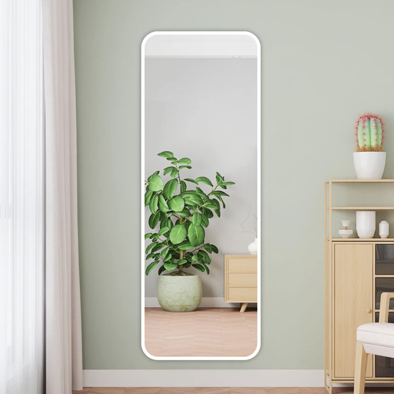 Full Length Mirror Over Door Mirror Full Length Rectangular Aluminum Frame Makeup Mirror for Wall 47x12 Inch Bathroom Mirror HD Mirror Easy to Install/Explosion Proof (Size : Silver)