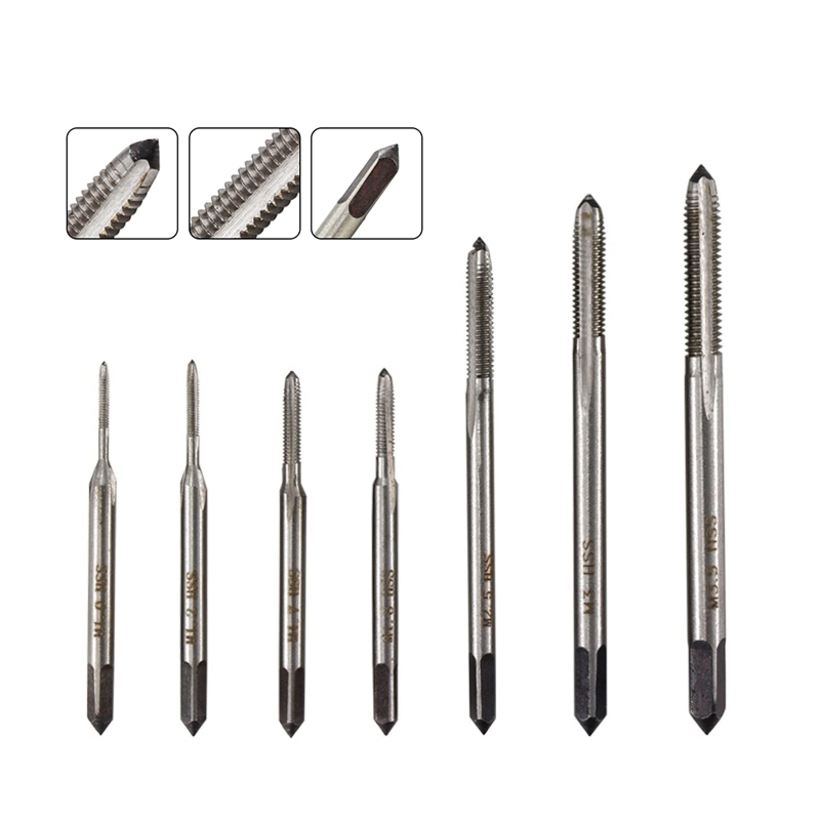 Punta da Trapano HSS 6542 Mini Macchina per Filettatura Maschiatrice Punta da Trapano Flauto Dritto Maschiatura in Metallo Utensili manuali, Set da 6 Pezzi