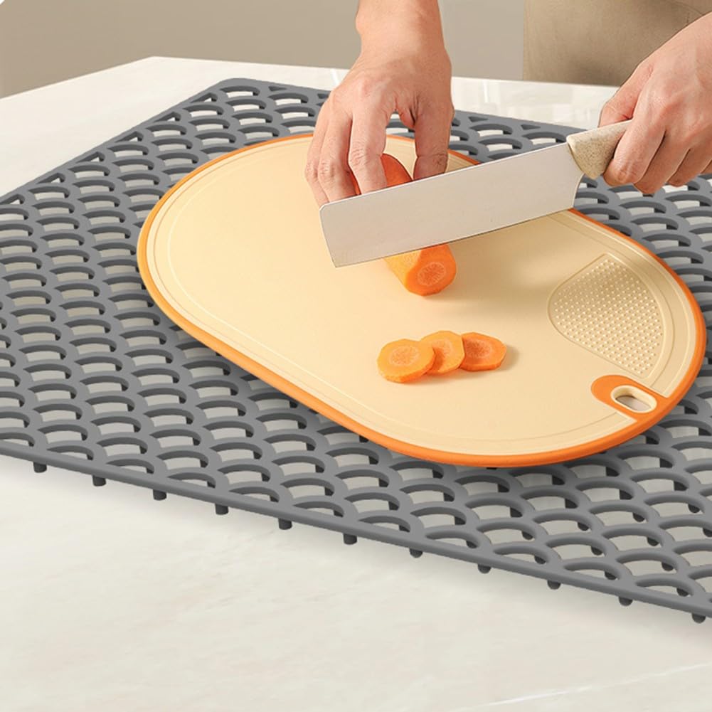 Küchenspülematte, 76 x 39,9 cm, rutschfest, hitzebeständig, lebensmittelecht, ideal zum Trocknen von Geschirr, Abflussgestell, Küchenzubehör und vielseitig einsetzbar.