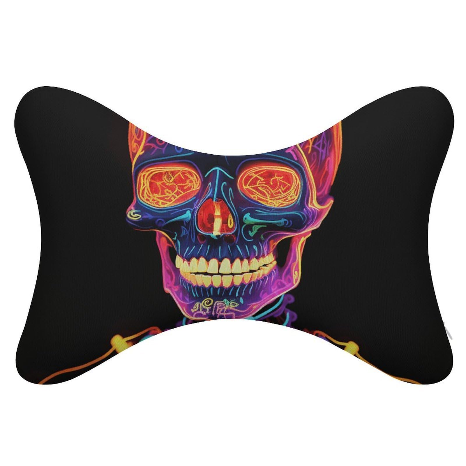Adfgyerh Style Skull Glowing Pillow ，Memory Foam Pillow Core，Cushion,Provide Neck Support，Car Pillows For Travel Car Seats And Home Offices.