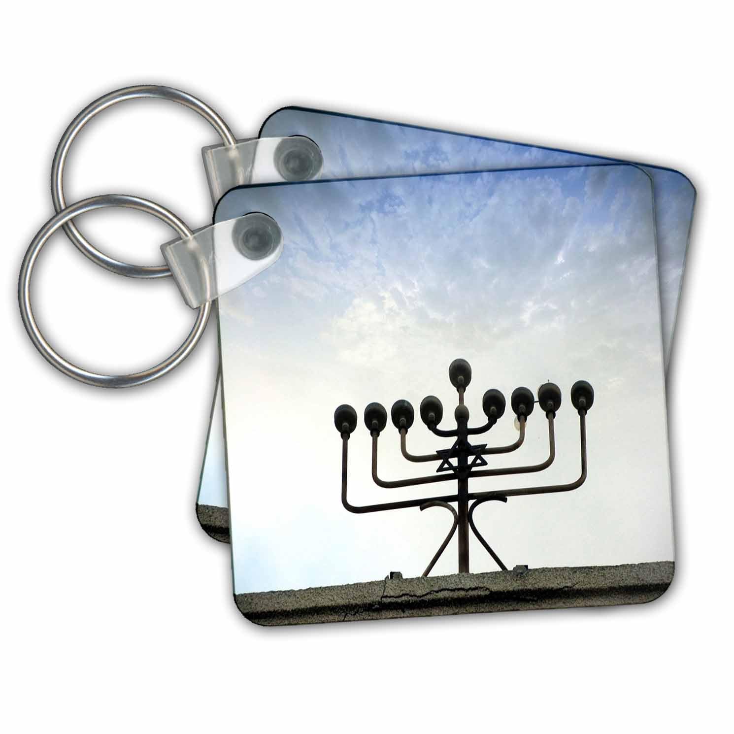 3dRose Key Chains Image of Large Menorah On Temple Roof Photo (kc-238629-2)