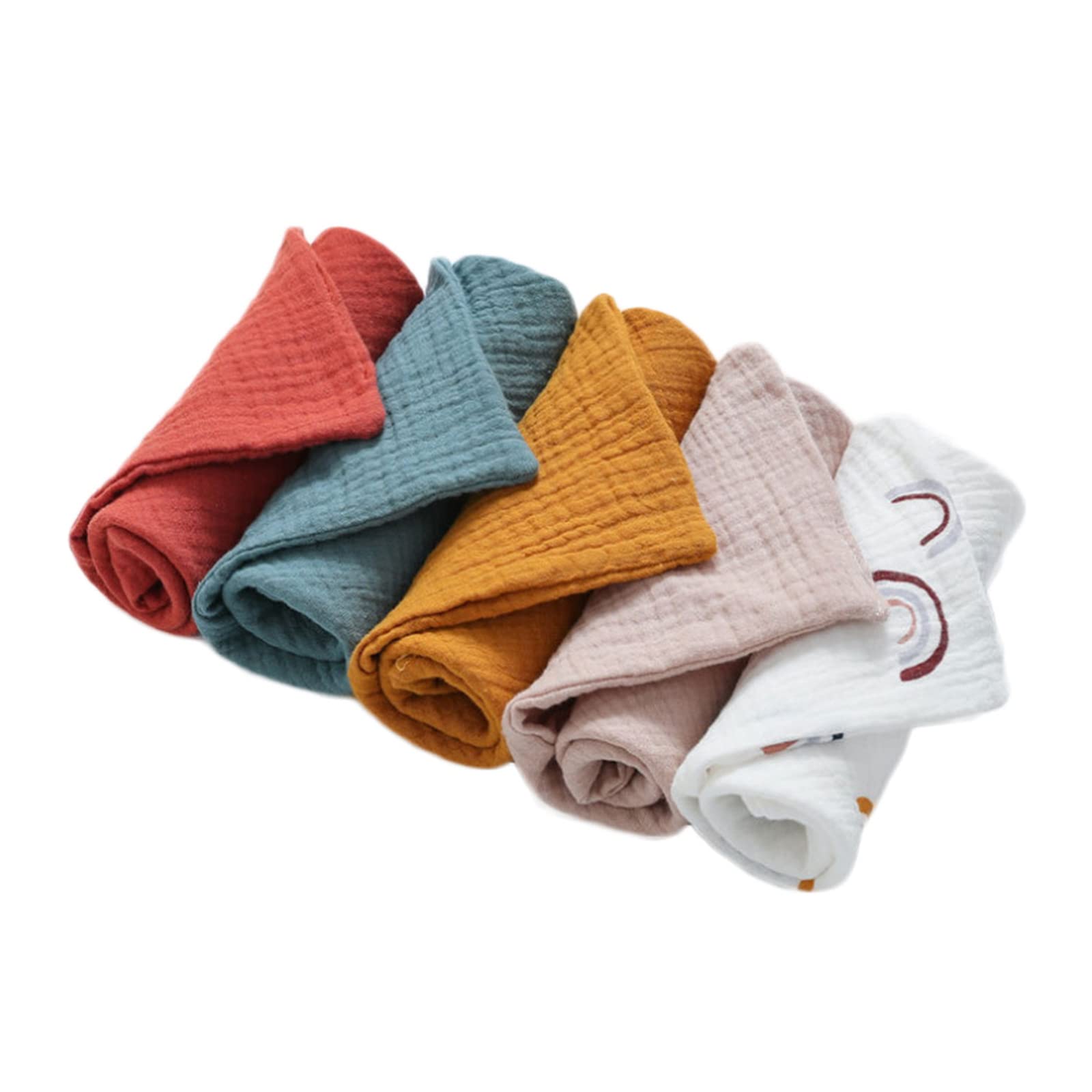 SUCHUANGUANG 5 Pcs Baby Cotton Square Towels Infant Wash Hand Face Wipes Washcloth Facecloth Handkerchief Muslin Cloth Feeding Bib RW