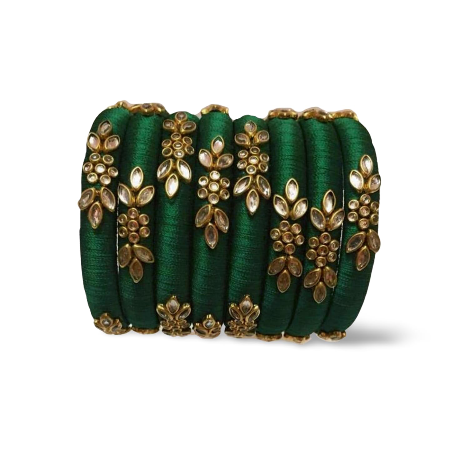 IJYASihan Handicrafts Kundan Work Silk Thread Bangle Kada For Women Girls 8 PC Set Wedding & Festive Occasion(Multicolor) (DG, 2.6)