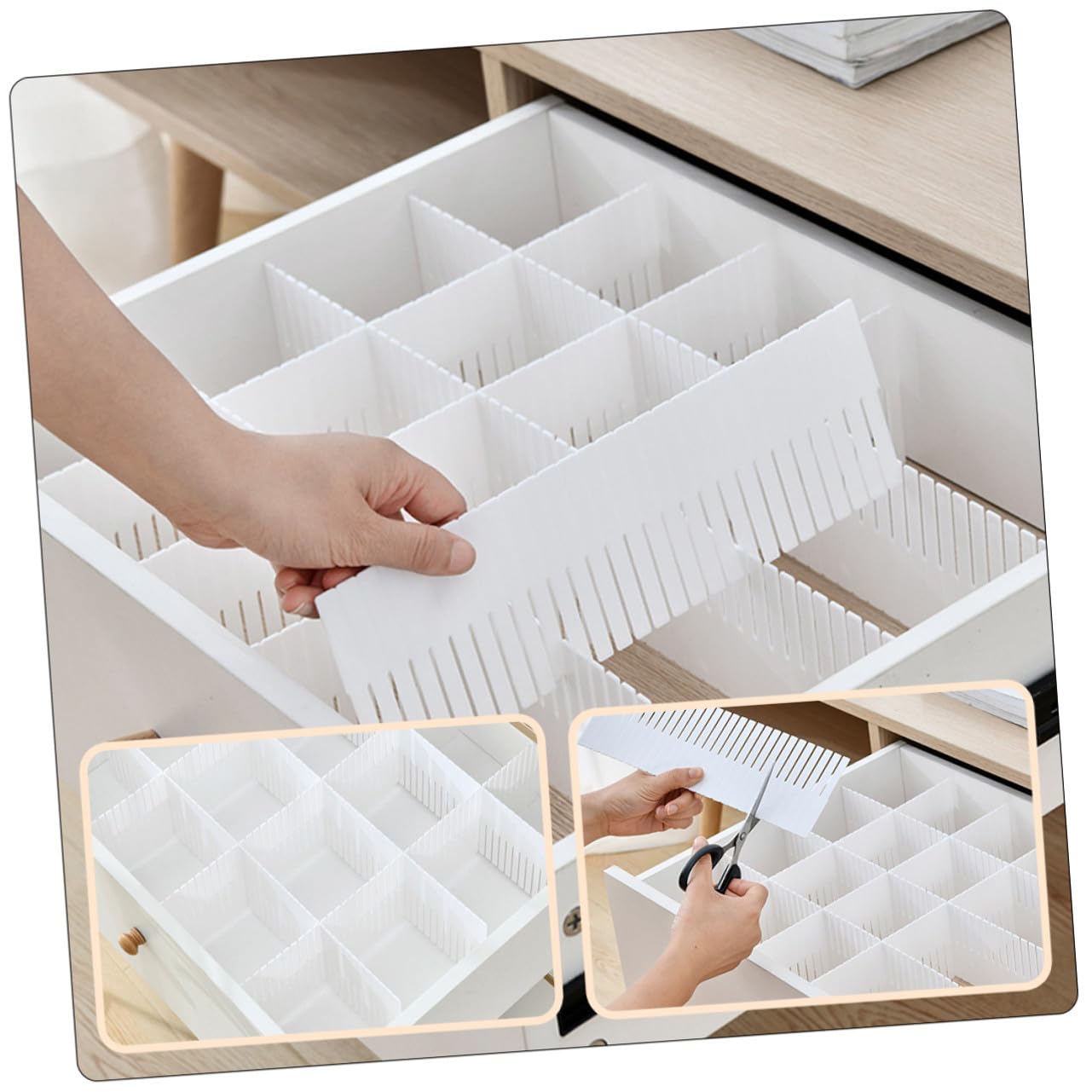 Divisori per Cassetti in Plastica Bianco 10 Pezzi Organizer per Armadio e Biancheria, Separatore per Ordinare e Dividere Spazi in Casa e Negozio Tovaglioli