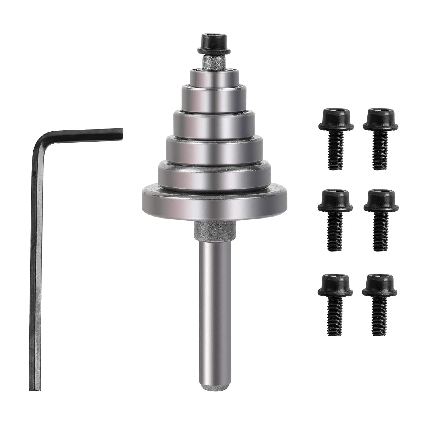 Top Bearing Replacement Kit, 7PCS Router Bit Bearings Replacement Set, Inner Diameter: 3/16” Overall Diameter: 3/8" 1/2" 5/8" 3/4" 7/8" 1-1/8" Replacement Bearings for Router Bits