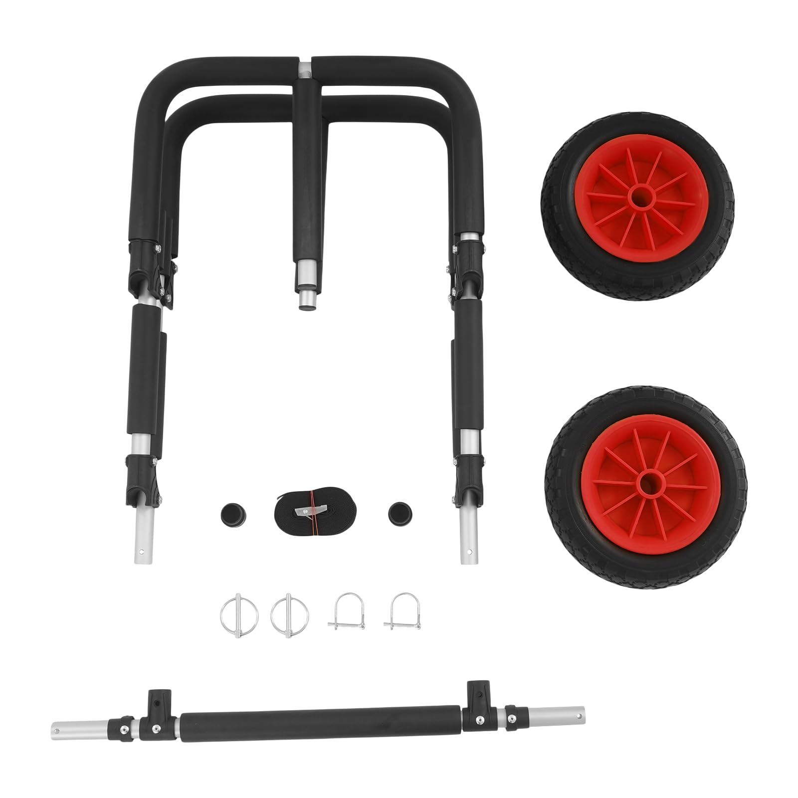 Kanuwagen Klappbar Kanu Wagen für 2 Kajaks Oder SUPs Bis 80KG Kajakwagen mit 2 Räder, Elastisches Band Sup Board Transportwagen Portable Bootswagen für Garage, Bootshaus