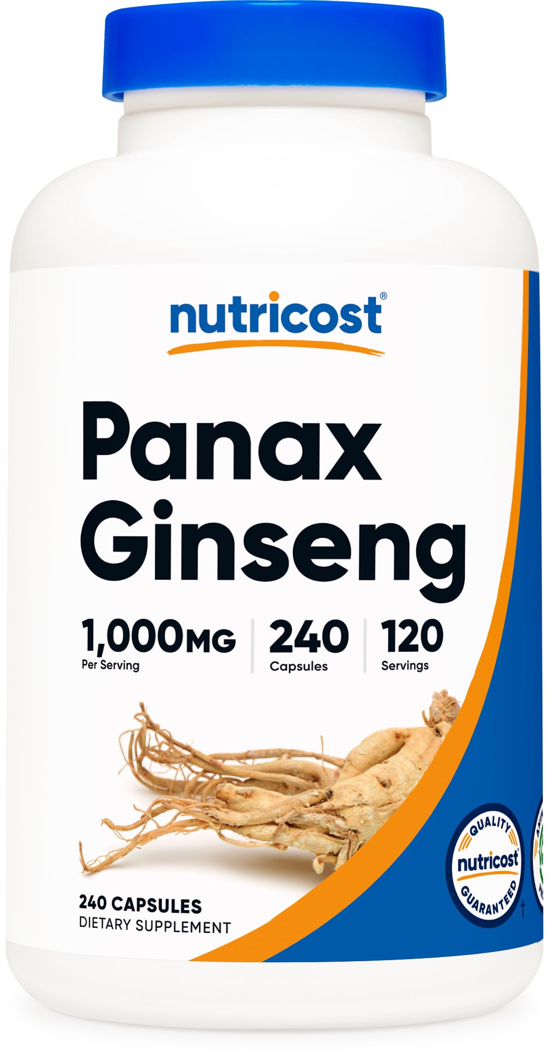 NutricostPanax Ginseng 1000mg, 240 Capsules - Non GMO, Gluten Free, 120 Servings