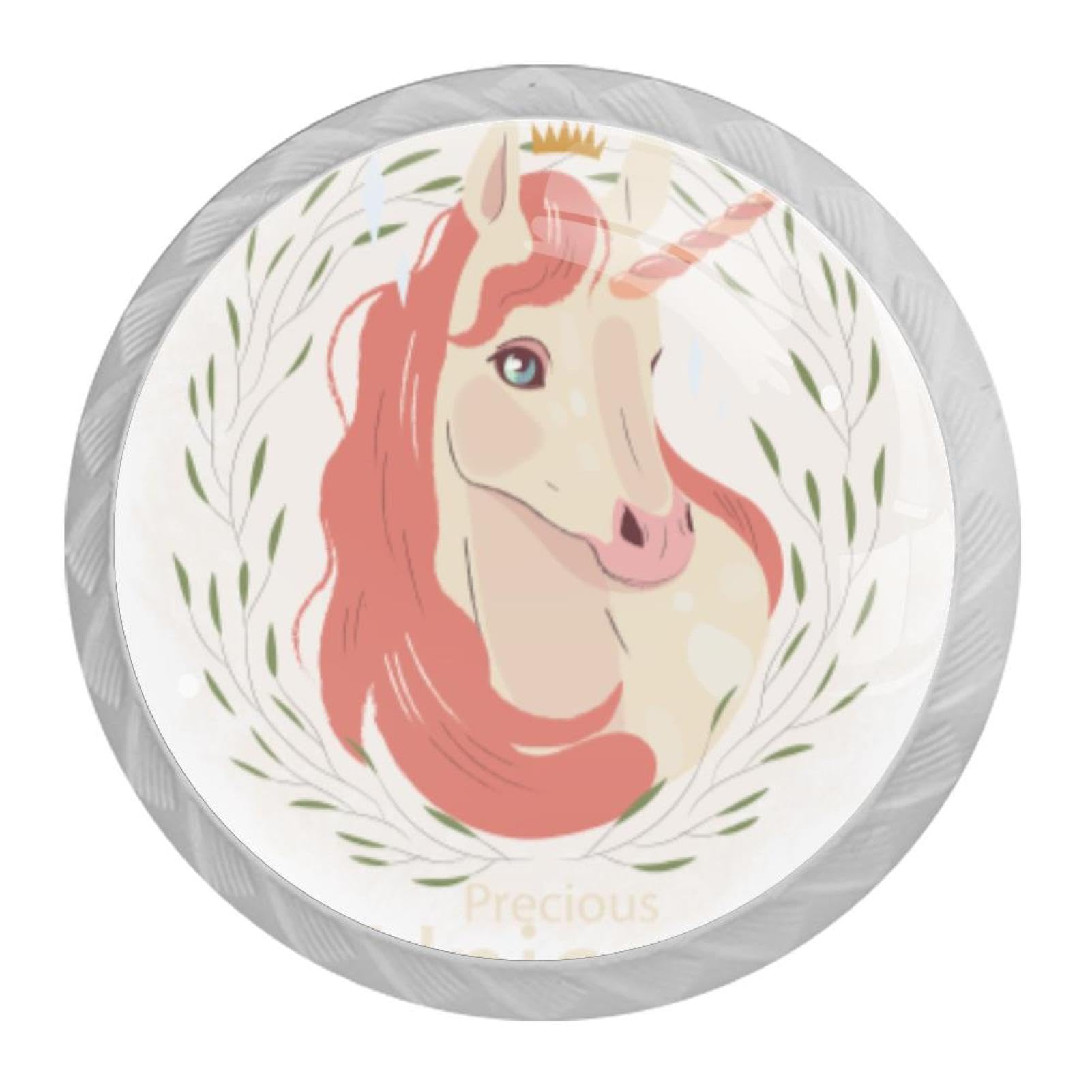 Tqmspg 4 Pieces Drawer Pulls Unicorn Door Knobs Dresser Handles for Kitchen Wardrobe Cupboard Hardware Furniture