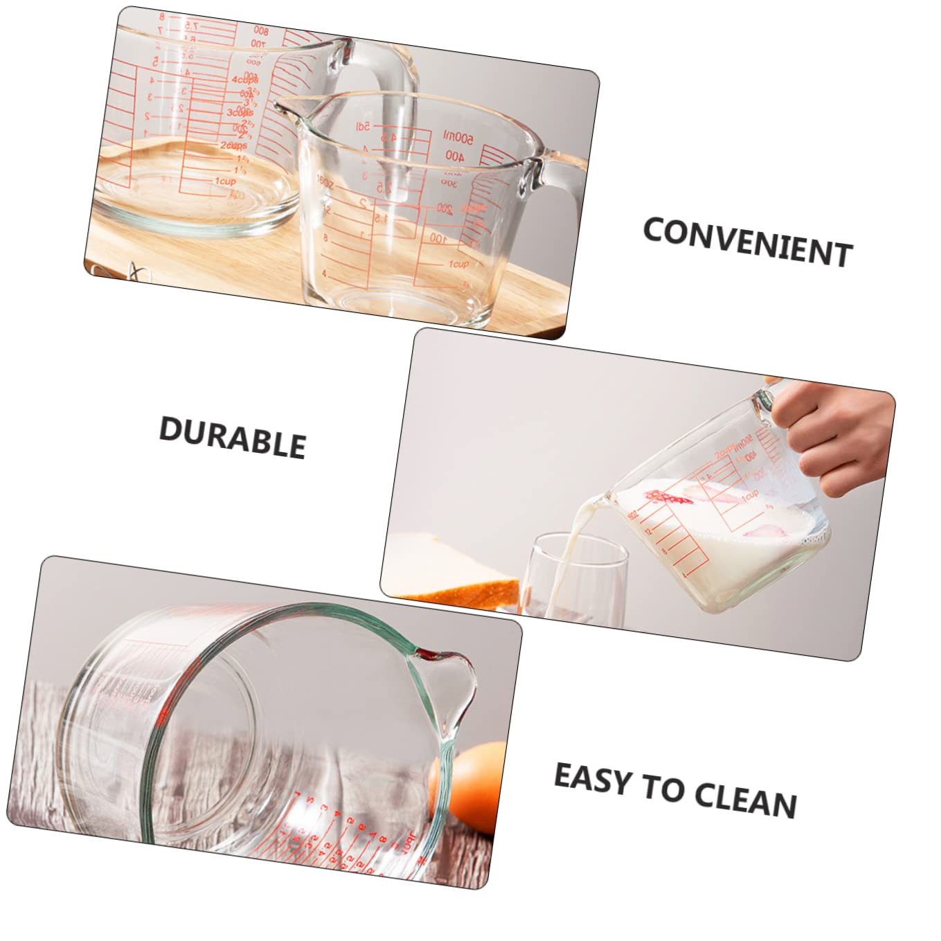 Misurino Cucina in Vetro Scala 500ml per Liquidi e Salse