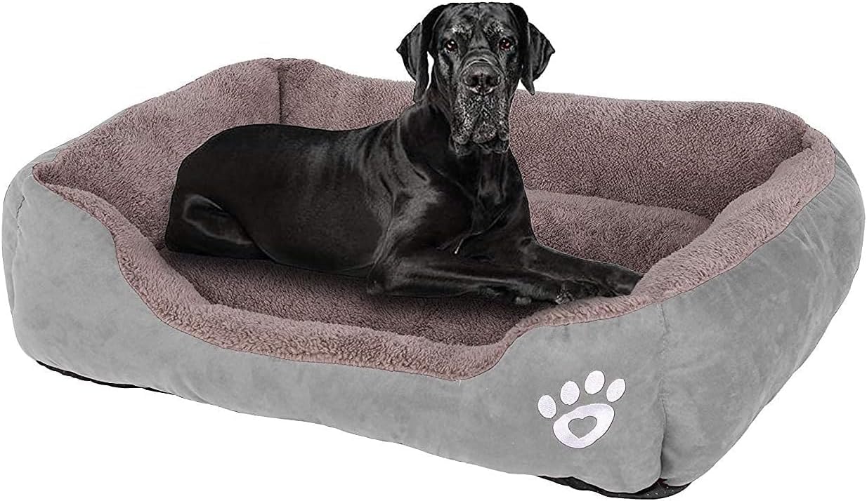 Dog Bed Medium, Warm Soft Comfortable Pet Bed Sofa XL 80*60cm for Medium Dogs Cats Small Pets - Grey