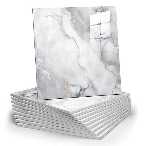 Chejiaye 10pcs Marble Peel and Stick Backsplash Waterproof Wall Panels PVC Foam Wall Panels
