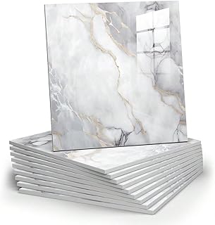 10pcs Marble Peel and Stick Backsplash Waterproof Washroom Wall Panels, ...