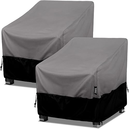 Fundas impermeables para muebles de exterior, fundas para sillas de patio, paquete de 2, fundas para sillas de césped con 2 cordones, se adapta a