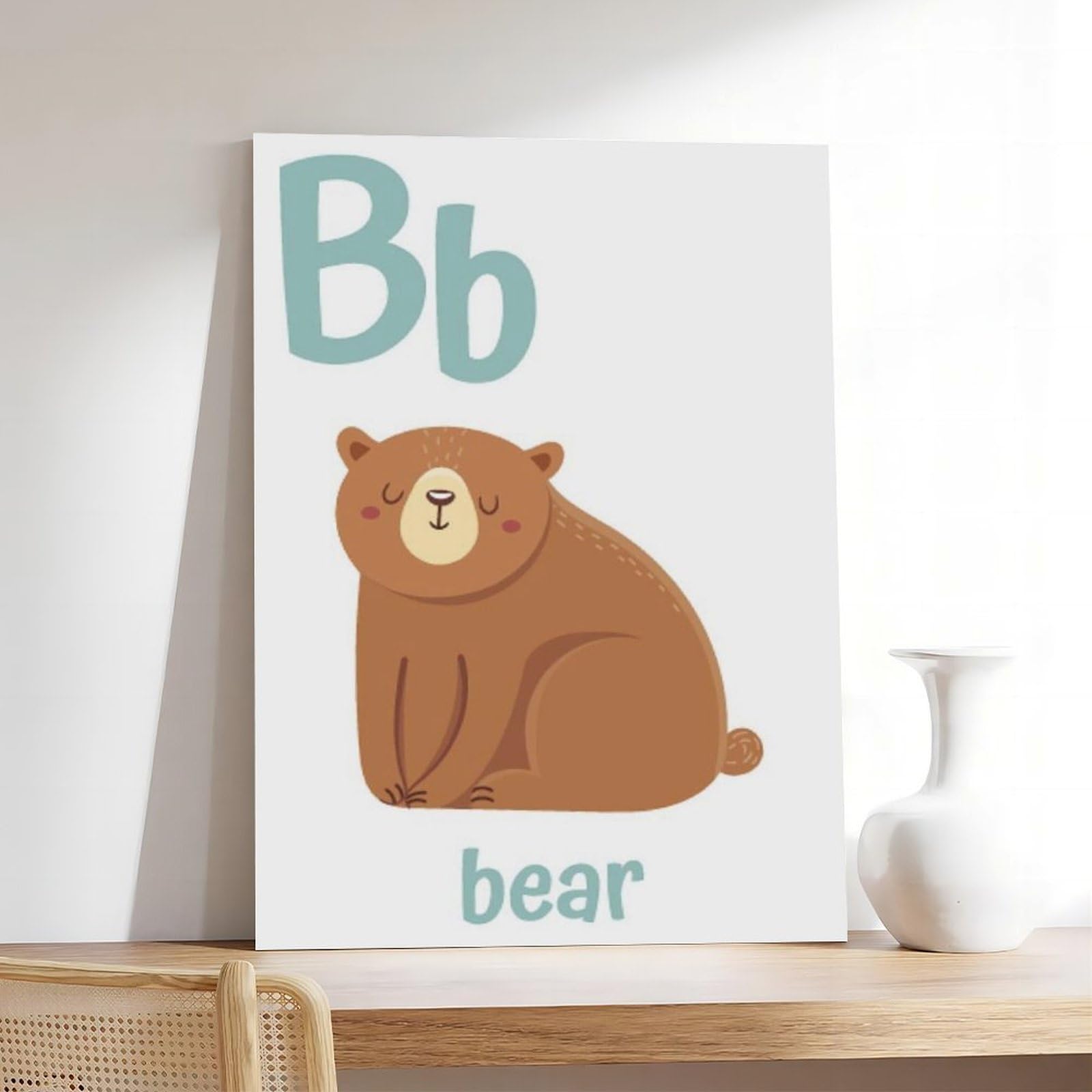 Poster sur toile à thèmes éducatifs Alphabet de A à Z (7) - Décoration murale pour salon, chambre à coucher - 60 x 90 cm
