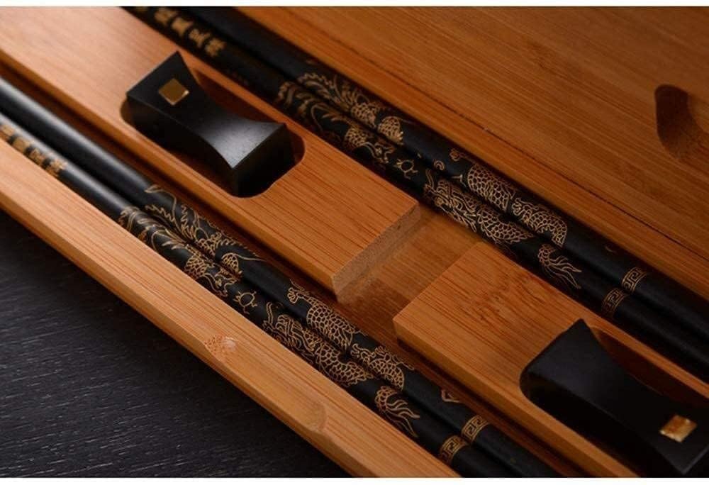 baguettes japonaises cooking chopsticks Vaisselle asiatique haut de gamme en ébène réutilisable, portable, anti-brûlure, en bois pur, ménage