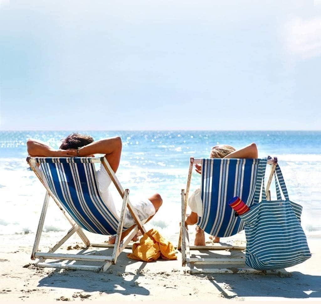 Canvas Folding Deck Chair for Outdoor Balcony, Patio Reclining Chairs