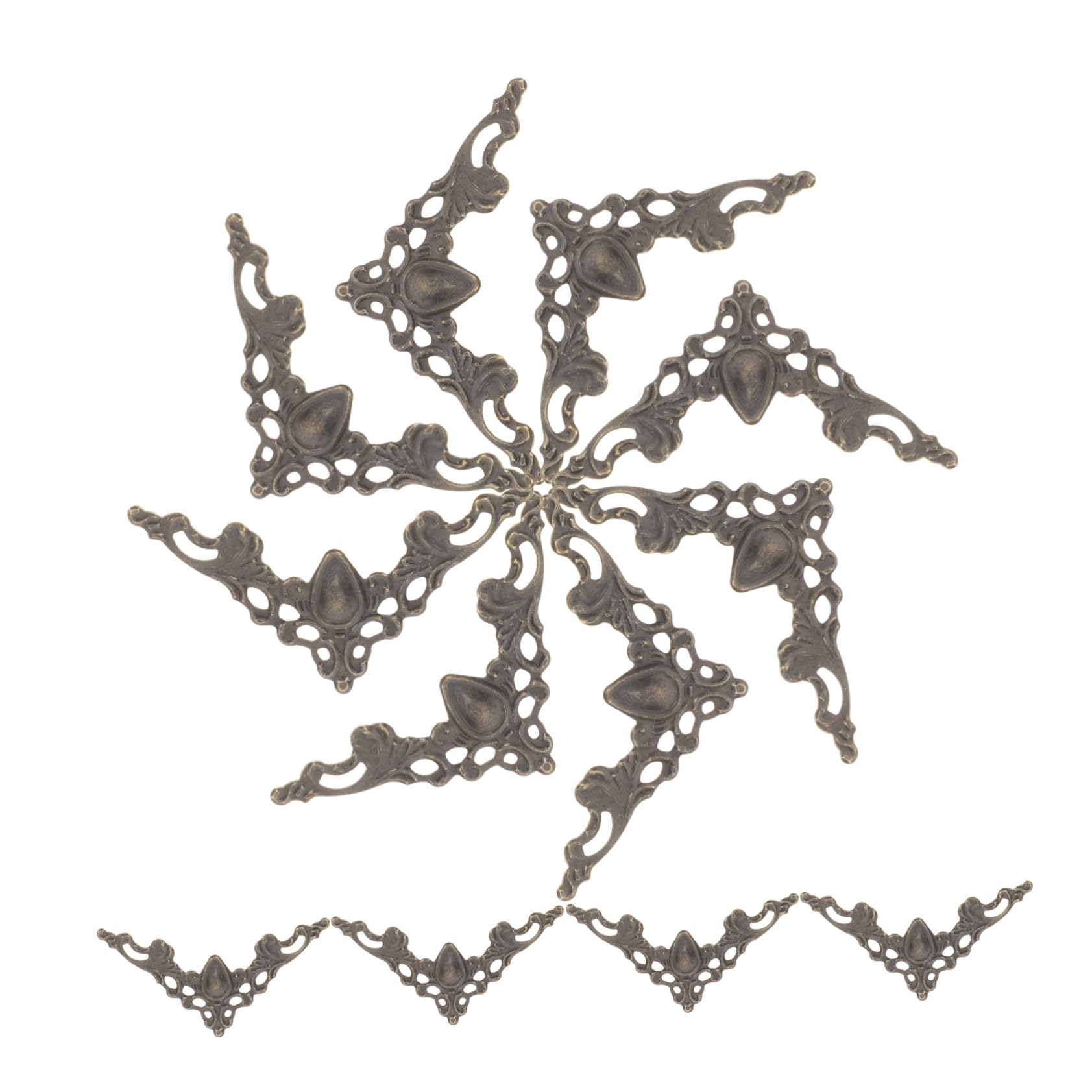 Housoutil 12pcs Vintage Iron Corner Protectors Decorative Book Corners Antique Albums Guards Furniture Edge Protectors Box for Home Decor