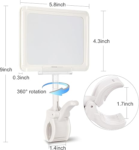 Miniatura 7 de Soporte acrílico para letreros con abrazadera, clips de doble cabeza de 6 x 9 pulgadas con protector de tarjeta de PVC, letrero giratorio
