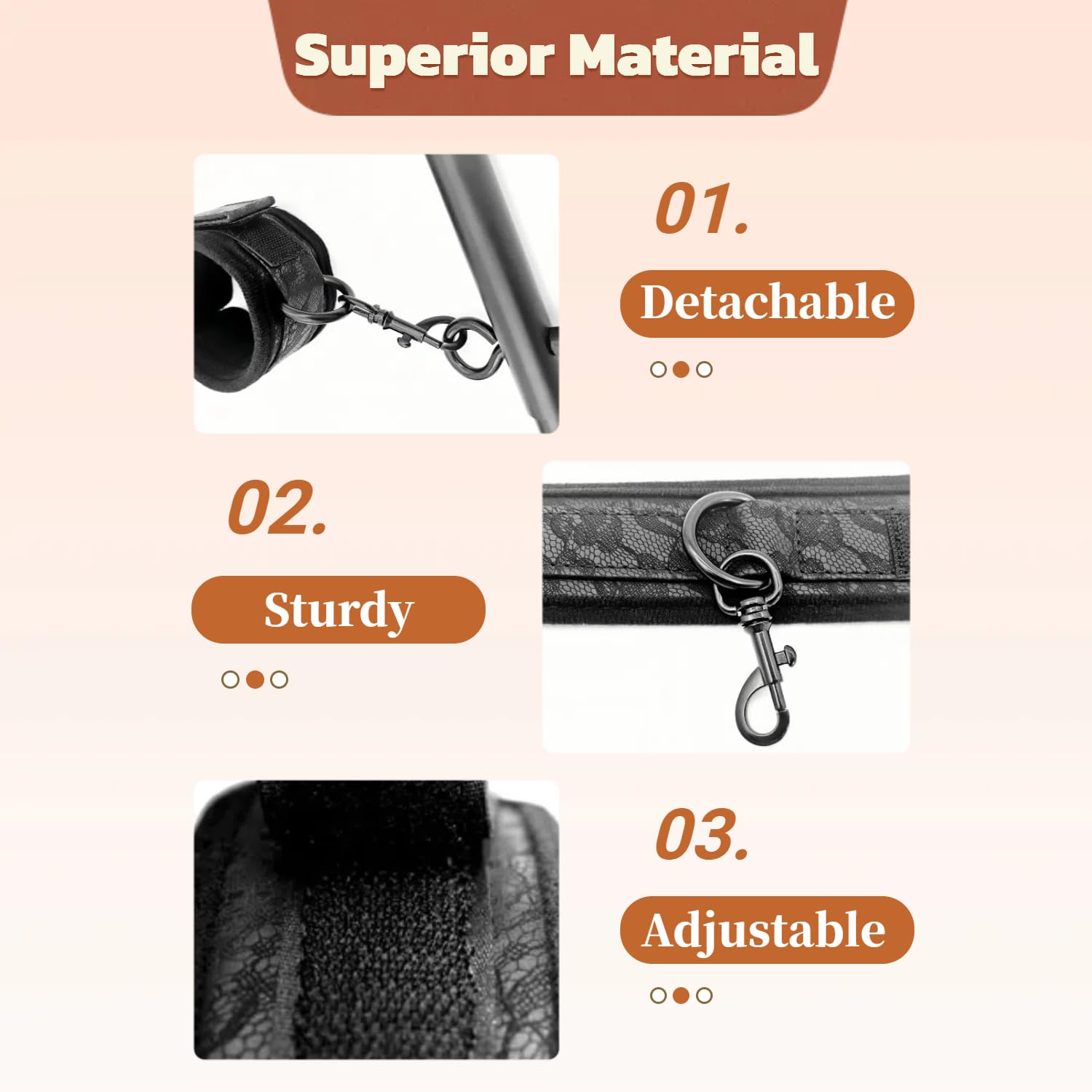 Spreader Bar Sex Toys BDSM Bondage Restraints with Handcuffs Ankle Cuffs for Couples Adults SM Games Adjustable 22-36 Inch