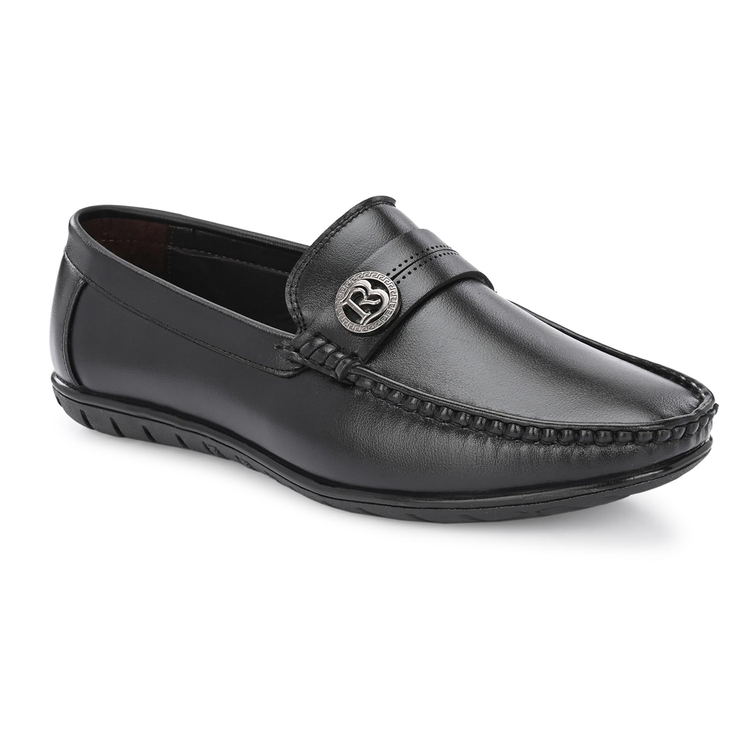 Classic Black Vegan Leather Slip-On Loafers for Men | Driving Shoes | Casual & Formal Wear | Lightweight Comfortable Flat Sole | Party & Office Use-image-45