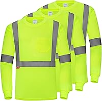 Vista 8 de ProtectX Camisetas de seguridad reflectantes de manga larga resistentes para hombre, de alta visibilidad para construcción, clase 2-3 tipo R