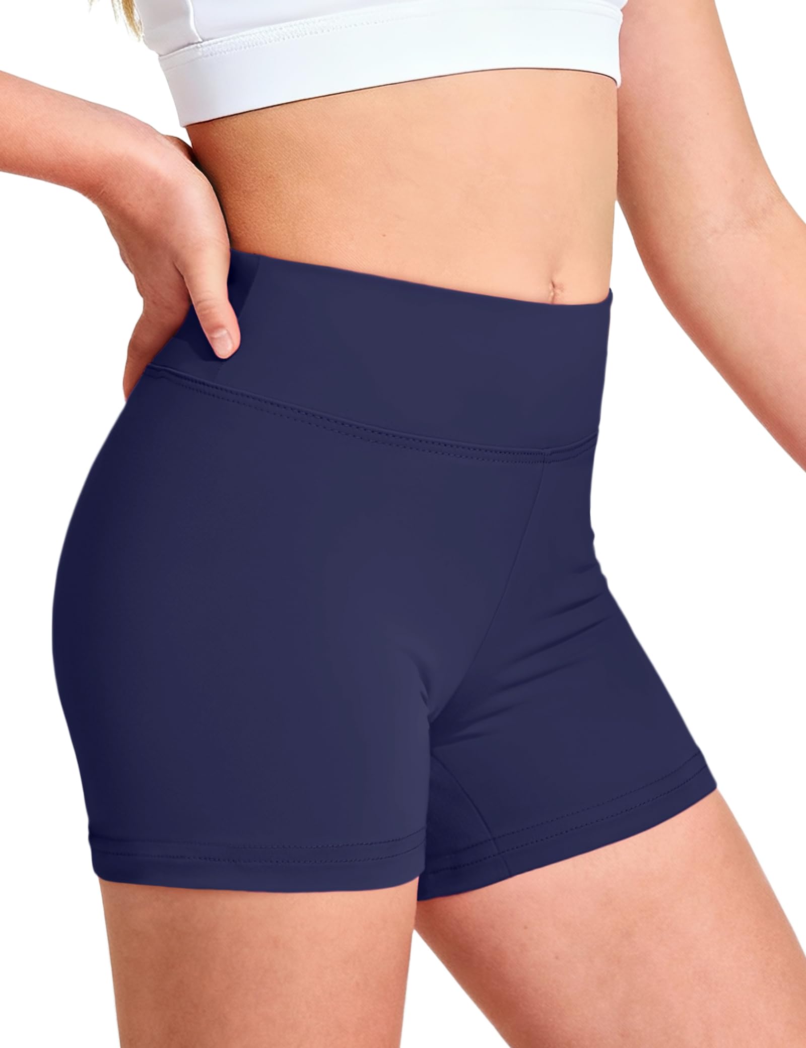 Photo 1 of Somaibo Girls Dance Shorts Kids Bike Gymnastic Volleyball Cartwheel High Waisted Short for Youth 13-14 Years Navy