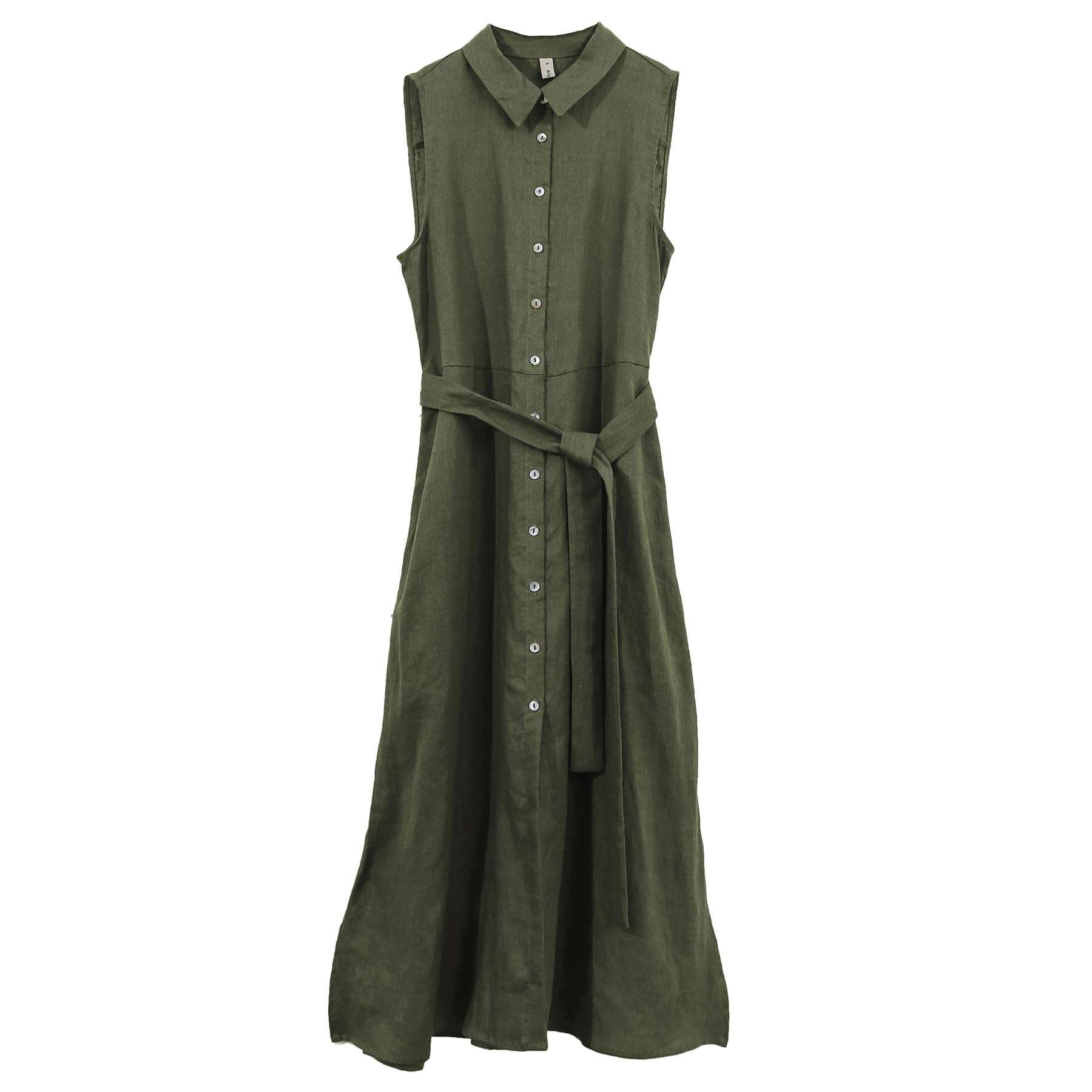 Amazhiyu Abito estivo da donna, in lino, lungo, con tasche