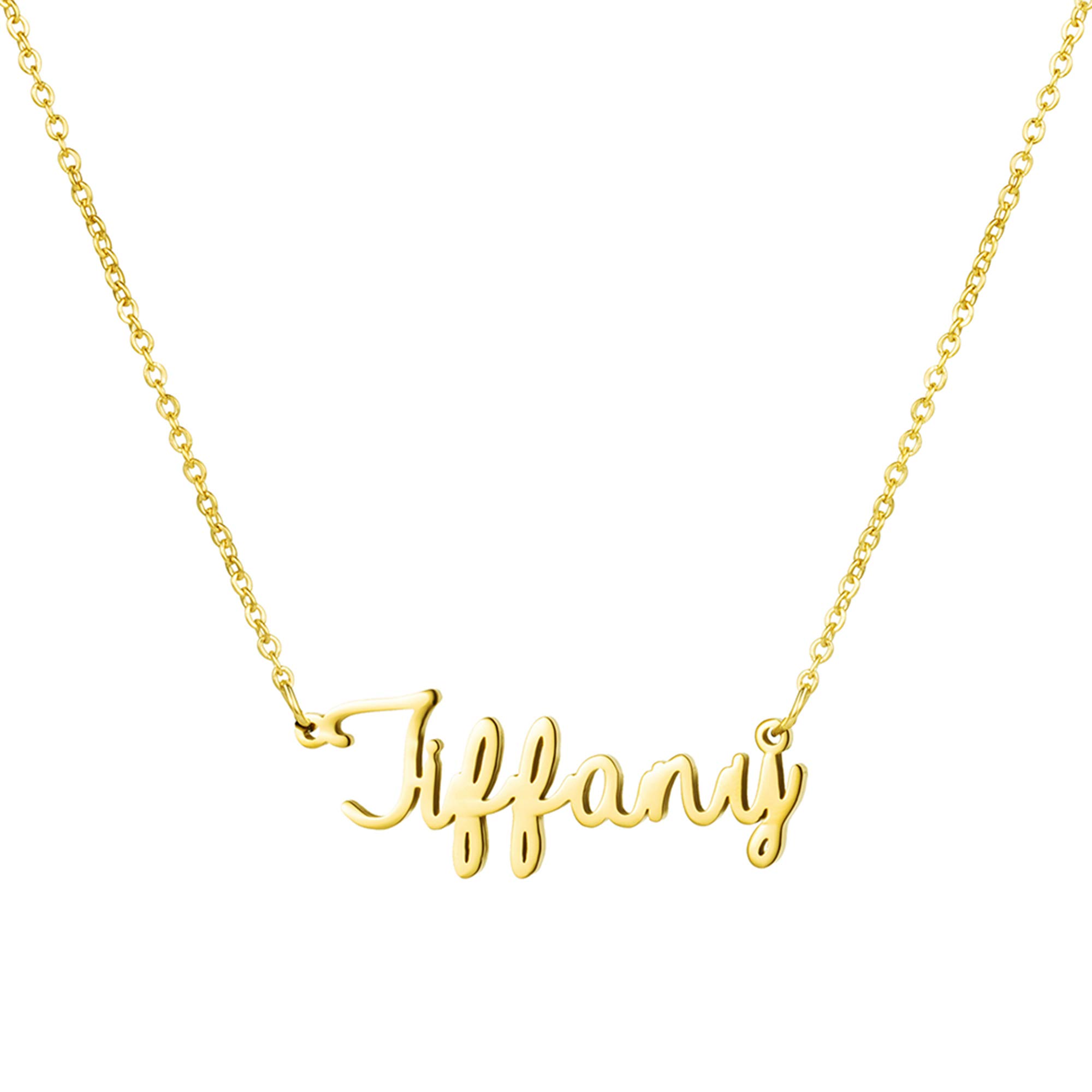 Yiyang Personalized Name Necklace 18K Gold Plated Stainless Steel Pendant Jewelry Birthday Gift for Girls