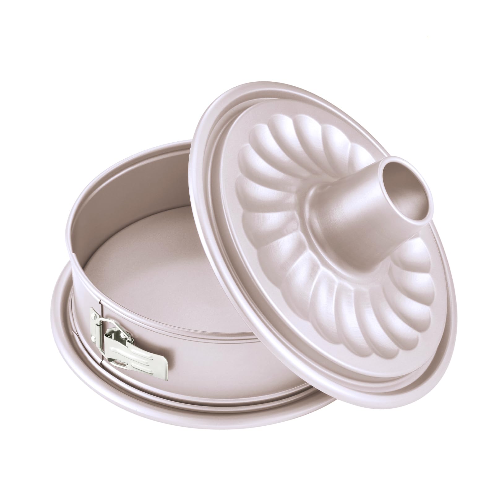 CHEFMADE 25,4 cm Springform und Gugelhupfform, antihaftbeschichtet, Käsekuchenform und Eiskuchen-Backgeschirr, Karbonstahlrohr, 2-in-1 mit abnehmbarem Boden, WK10015