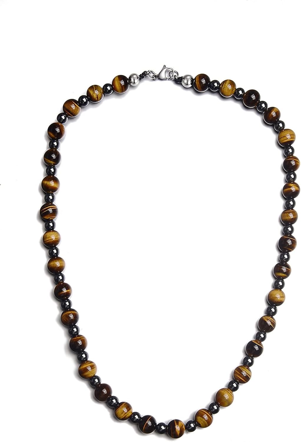 Healing Crystal Black Obsidian Tiger Eye and Hematite Beads Necklace Triple Protection Necklace for Men Women