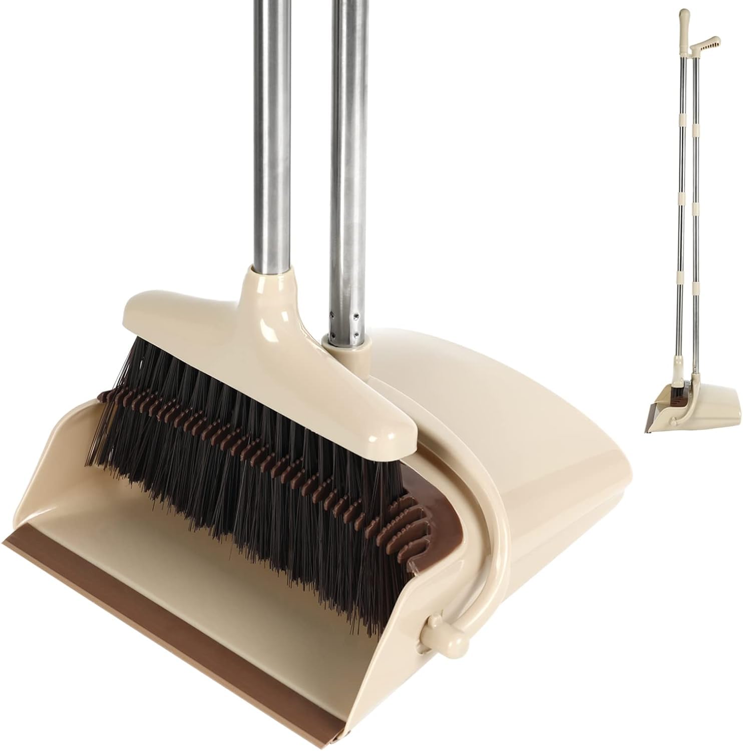Jecrina Broom and Dustpan Set Lightweight Upright Lobby Broom and Dust Pan Combo with Long Handle Ideal for Indoor Outdoor Garage Kitchen Room Office Lobby Use (Cream) (B0CQYTT14C) Amazon Price History, Amazon Price Tracker