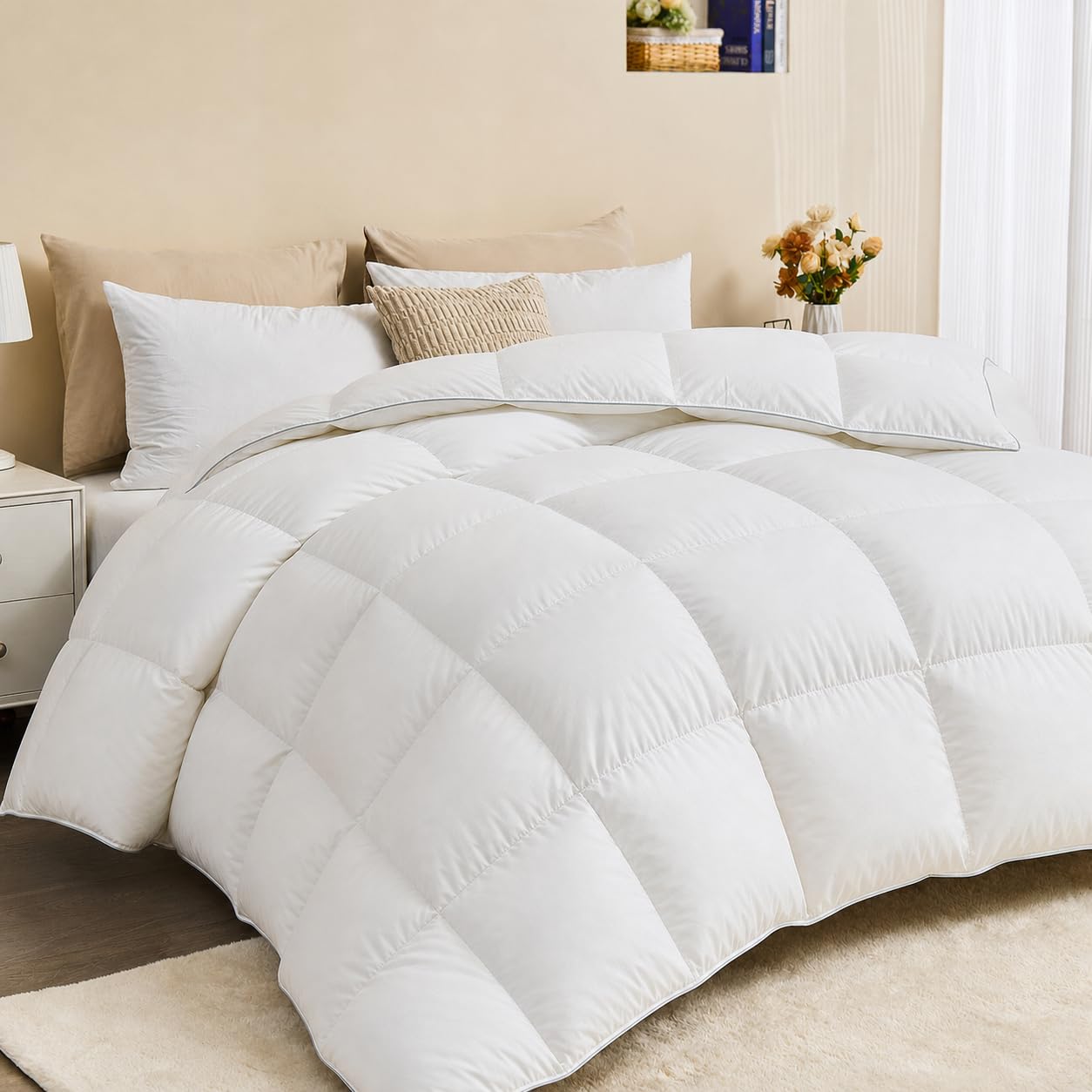 Luxury Down Feather Fiber Comforter Queen Size (Oaken-Cat)