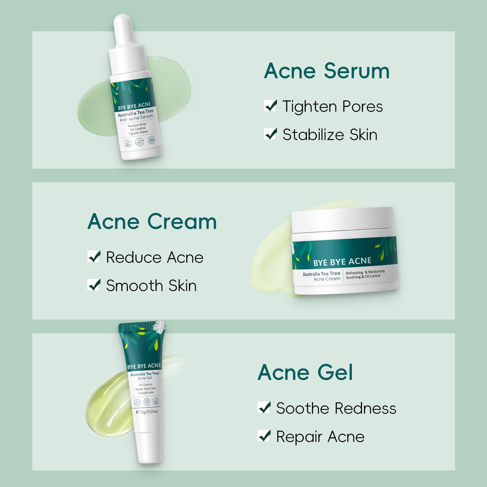 Zestaw do pielęgnacji skóry Skincare Routine Anti Trądzik, Drzewo herbaciane Zestaw do pielęgnacji skóry | 5 sztuk Rutyna Podróżna do twarzy, przeciw niedoskonałościom, oczyszczająca i kojąca, do skóry trądzikowej i trendu tłustego