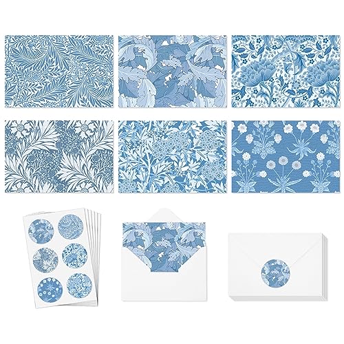 Cartes de vœux vintage fleurs bleues vierges pour écrire vos messages