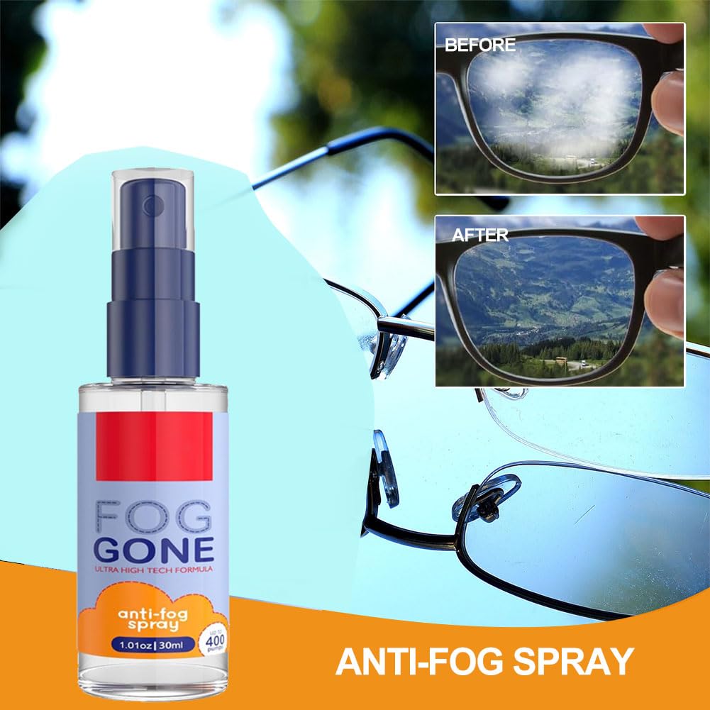 Antifog Spray, 30ml Spray Anti Appannamento Occhiali, Spray per Riparazione Lenti, Spray per La Pulizia degli Occhiali, Liquido Antiappannante per Occhiali Lens,Occhiali,Maschere Sci,Occhiali da Sole