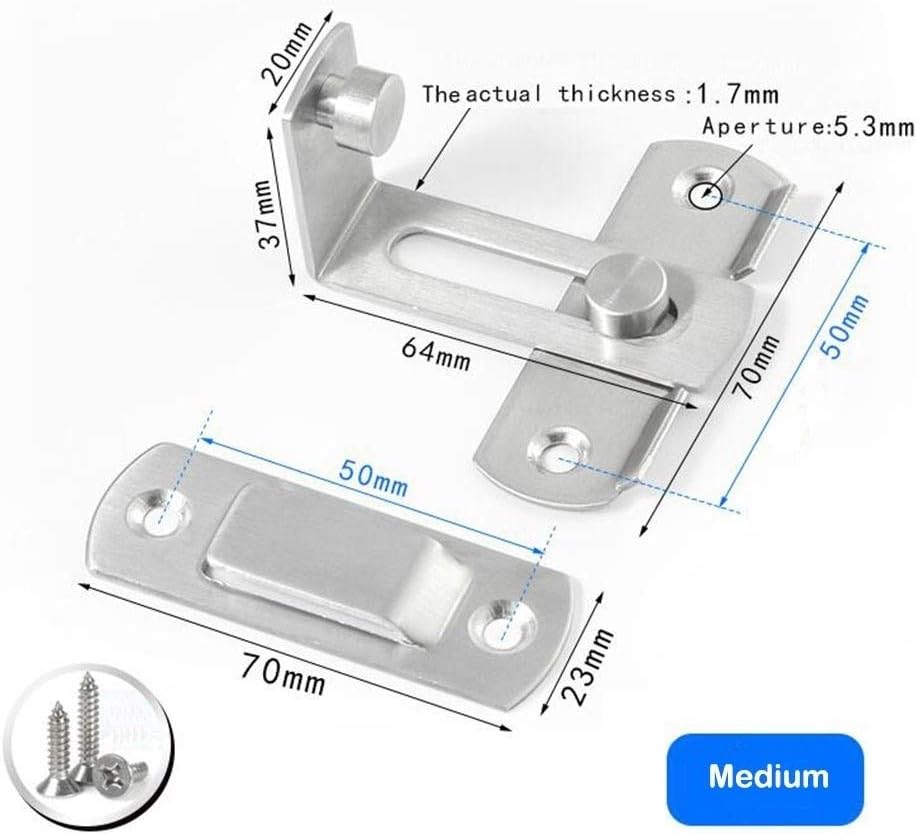 Portable Door Lock, Door Latch, Door Latch Right Angle 90 Degrees, Bolt Buckle, Barrel Sliding Lock Barn for Doors and Windows, Home Accessories