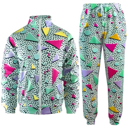 Image of Arssm Retro 80s 90s Outfit Sets for Men Vintage Jacket and Joggers Sweatpants 80s Tracksuit Streetwear