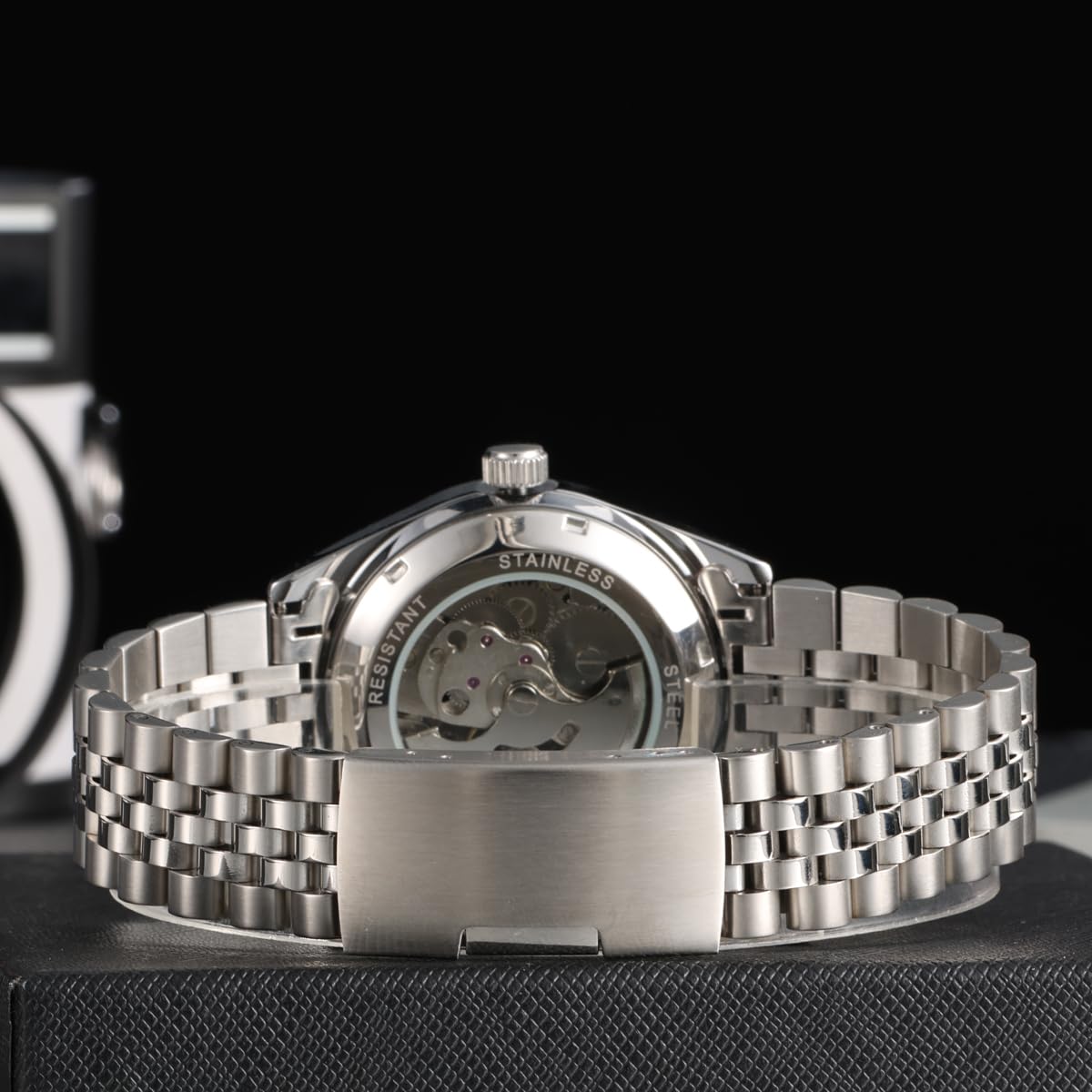 Boyarca Orologi meccanici di lusso in acciaio con numeri arabi, movimento automatico, numeri in urdu, orologio meccanico da polso da uomo da 38 mm con data impermeabile luminosa