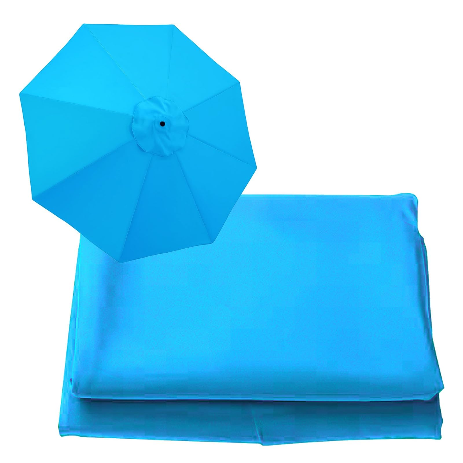 6.5ft 9ft 10ft Replacement Parasol Canopy, Garden Parasol Replacement Cloth, 6-Ribs/8-Ribs Fabric Canopy Cover, UV 30+ Protection Umbrella Replacement Cover(Thickness:Light blue,Size:10ft-6 Arms)