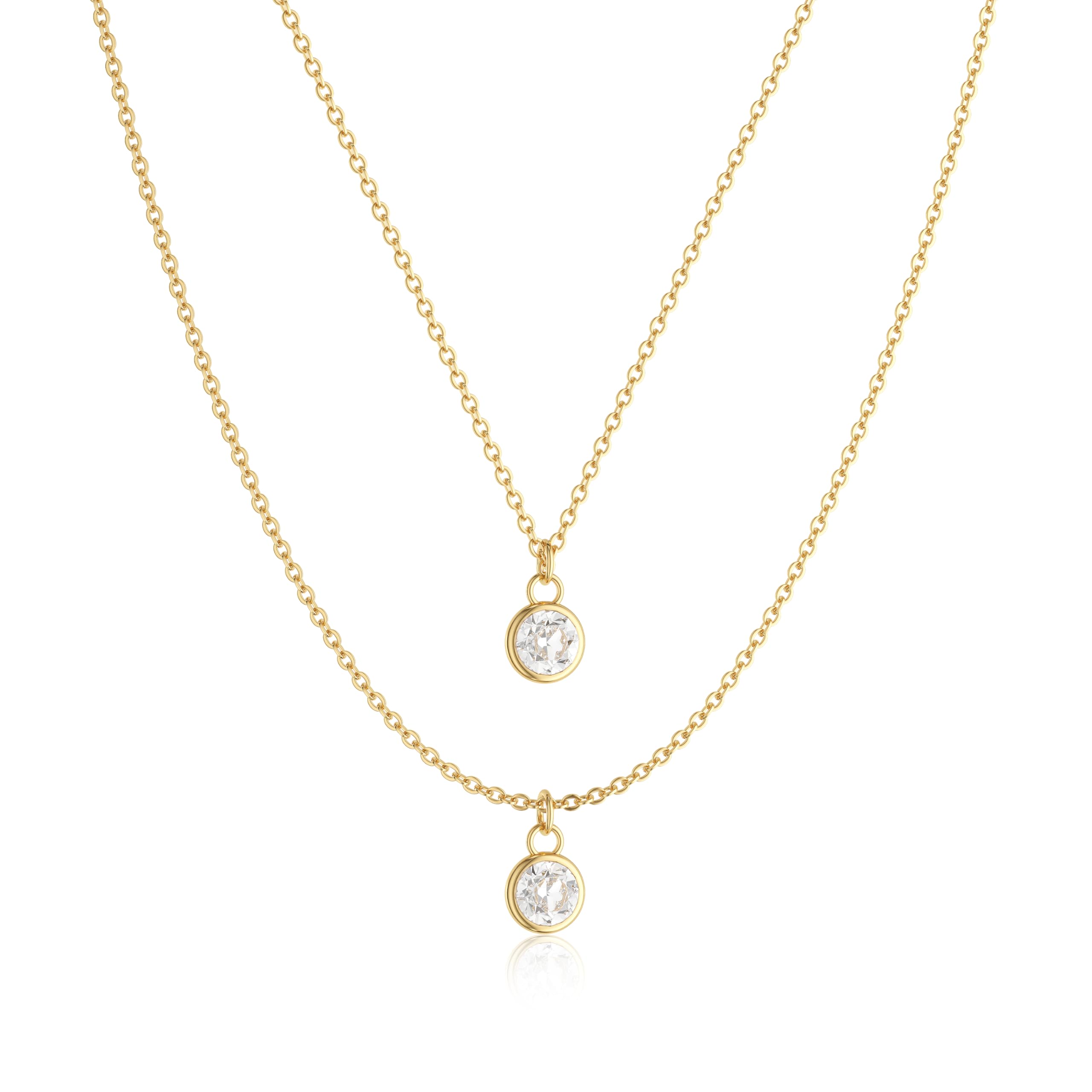 Tewiky Dainty 14k Gold Plated/Silver Cubic Zirconia Necklaces for Women, Simple CZ Jewelry Necklaces Trendy Gifts