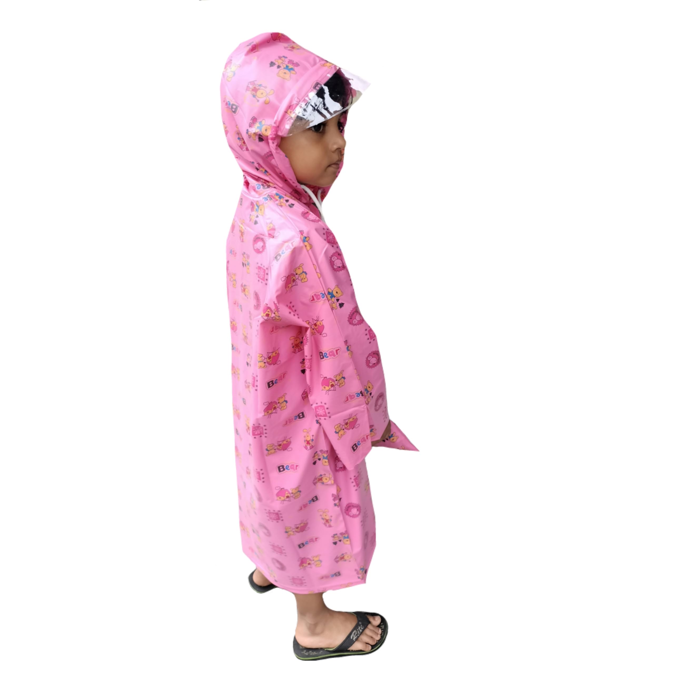D8211K Kids Boys & Girls Portable Lightweight Waterproof Emergency Raincoat with Hoods and Sleeves Perfect for Outdoor Activities (IN, Age, 8 Years, 9 Years, Pink) 2